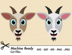 Cute Goat SVG Cut Files, goats clipart, goat face clip art, happy goat head  PNG, baby farmhouse animal, country farm livestock, boy, girl