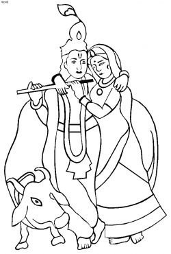 28+ Collection of Radha Krishna With Cow Drawing | High quality ...