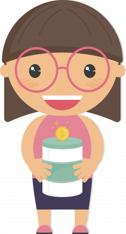 Glasses Girl Clip art - The girl with the piggy bank 1711*3181 ...