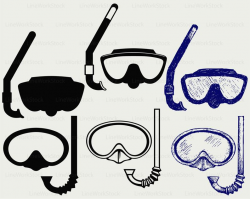 Diving goggles svg/snorkel clipart/diving svg/snorkel silhouette/goggles  cricut/snorkel cut files/clip art/digital download designs/svg