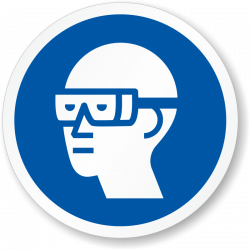 Wear Chemical Goggles ISO Mandatory Safety Label, SKU: LB-2956