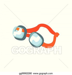 Vector Illustration - Cartoon swimming goggles with orange ...