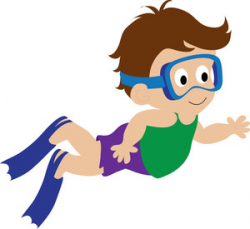 Clip Art Image Of A young Boy swimming with goggles and ...