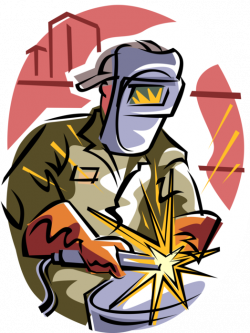 Welding Metal with Torch and Goggles - Vector Image