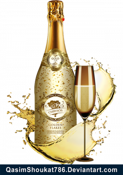 Free Gold Champagne Bottle and Glass Splash PNG by QasimShoukat786 ...