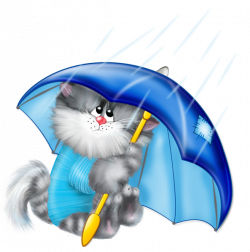 Cat with Umbrella PNG Free Clipart. It's raining pompoms from pompom ...