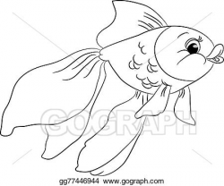 Drawing - Outlined cute cartoon goldfish. Clipart Drawing ...