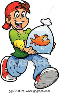 Vector Art - Boy with goldfish. Clipart Drawing gg65703374 ...