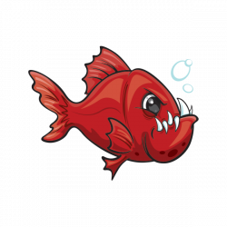 Printed vinyl Angry Red Piranha Fish | Stickers Factory