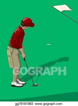 Vector Illustration - Boy golfer putting. EPS Clipart ...