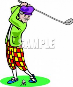 An Old Man Playing Golf Clipart Image