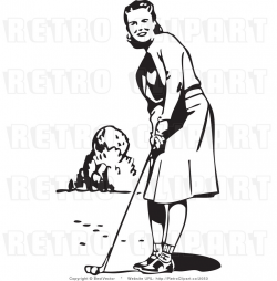 Vintage Lady Golfer Clip Art | art of a woman playing golf ...