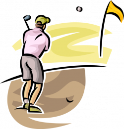 Golfer Plays Ball Out of Bunker Sand - Vector Image