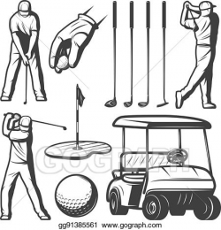 Clip Art Vector - Vintage golf elements collection. Stock ...