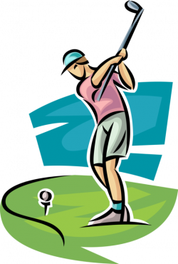Golfer Swings Golf Club - Vector Image