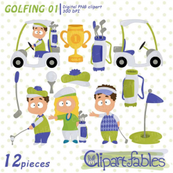 Golf Clipart, Golfing design, Scrapbooking, Golfing Girls and boys, Cute  Digital Clipart, printable, digital download, instant download