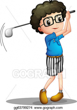 Vector Illustration - A young boy playing golf. EPS Clipart ...