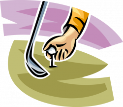 Golfer Tees Off with Golf Club - Vector Image