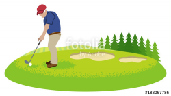 Male senior golfer in course - Clip art