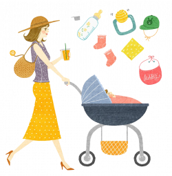 Baby food Mother Baby transport Clip art - Mother pushing the baby ...