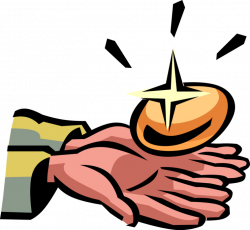 Hand Holds Golden Egg Laid by Goose - Vector Image