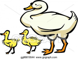 EPS Vector - Mother goose with two goslings. Stock Clipart ...