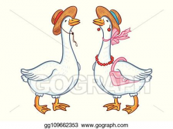 Clip Art Vector - Pair of geese with a hat, sketch on a ...