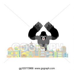 EPS Illustration - Gorilla in city. rampage big monkey ...
