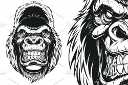 Ferocious gorilla head by Mark2000 on @creativemarket ...