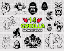 GORILLA SVG, gorilla, gorilla clipart, gorilla silhouette, gorilla head  svg, animal svg, gorilla vector, gorilla dxf, gorilla svg file, svg