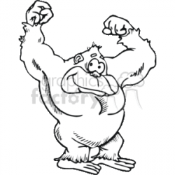 black and white cartoon gorilla clipart. Royalty-free clipart # 133262