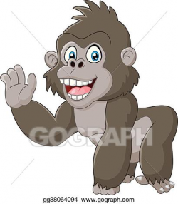 Vector Stock - Funny gorilla waving hand. Clipart ...