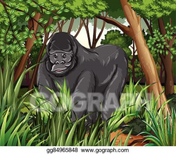 Vector Art - Gorilla living in the jungle. Clipart Drawing ...