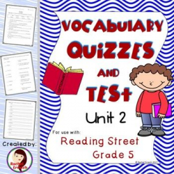 Reading Street (Grade 5) Unit 2 Vocabulary Quizzes and Test ...