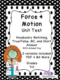 Force and Motion Unit Test - FREE