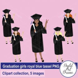 Graduation clip art, royal blue graduate tassels, girl ...