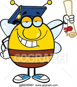 Vector Stock - Bee graduate holding up a diploma. Clipart ...