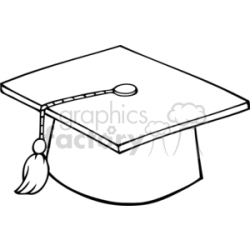 black and white outline of a graduation cap clipart. Royalty-free clipart #  382341