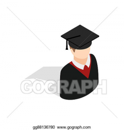 Clipart - Graduate man in cap and gown icon. Stock ...