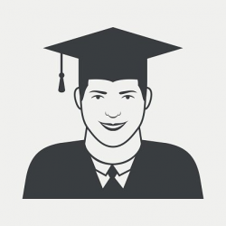 Male Graduate IN Mantle and Graduation Cap Monochrome Icon ...