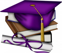purple graduation cap tassel books textbooks degree dip...