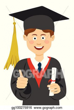 EPS Illustration - Young boy graduate student in graduation ...