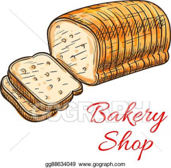 Vector Art - Wheat bread sketch for bakery shop design. EPS ...