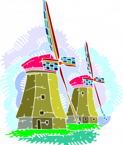 Dutch Windmill, Netherlands, Holland - Vector Image