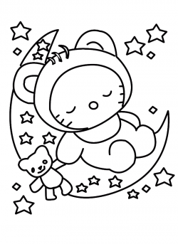 Hello Kitty Sleeping In Christmas Eve Coloring Pages - Christmas ...