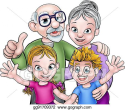 EPS Illustration - Children and grandparents cartoon ...