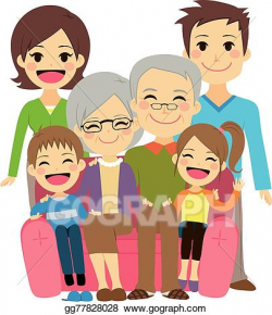 Vector Art - Happy extended family. Clipart Drawing ...