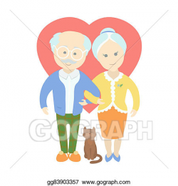 Stock Illustrations - Happy cute old couple - grandma and ...