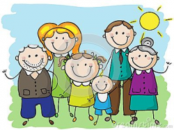 Happy family, mother ,father,grandparents and kids holding ...