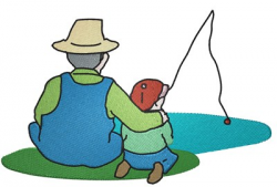Grandpa & Boy Fishing Embroidery Design